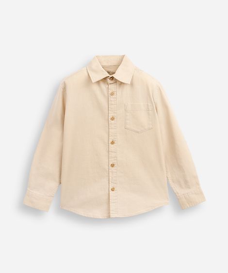camisa de algodão infantil bege
