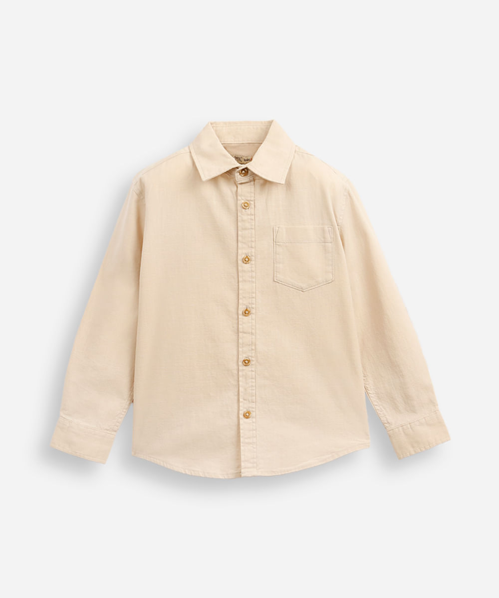 camisa de algodão infantil bege