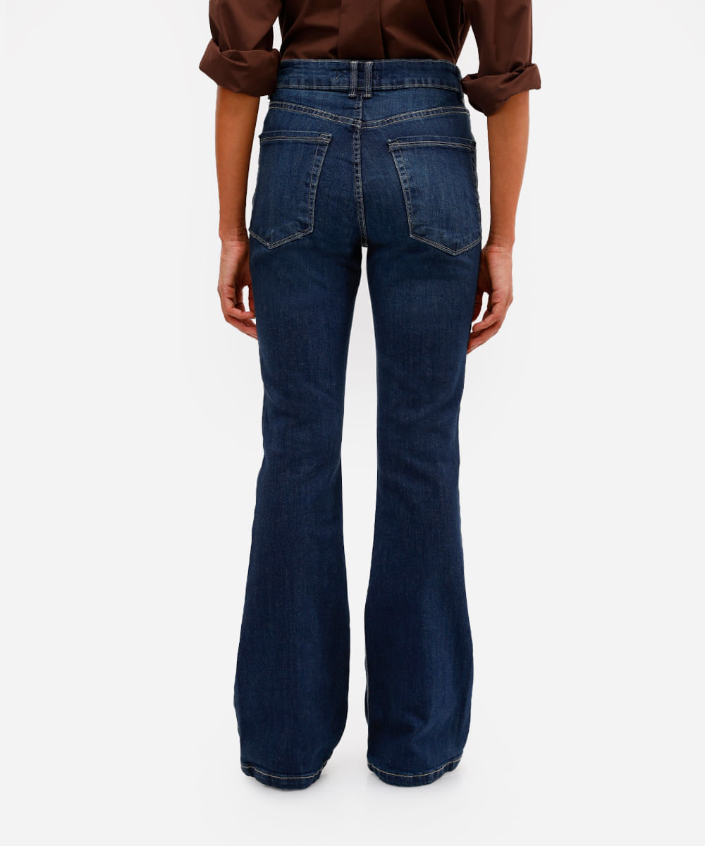 calça flare feminina jeans cintura alta azul