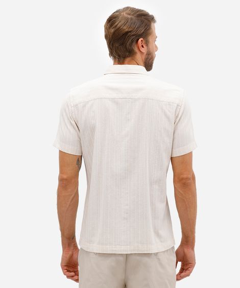 camisa masculina de algodão listrada off white