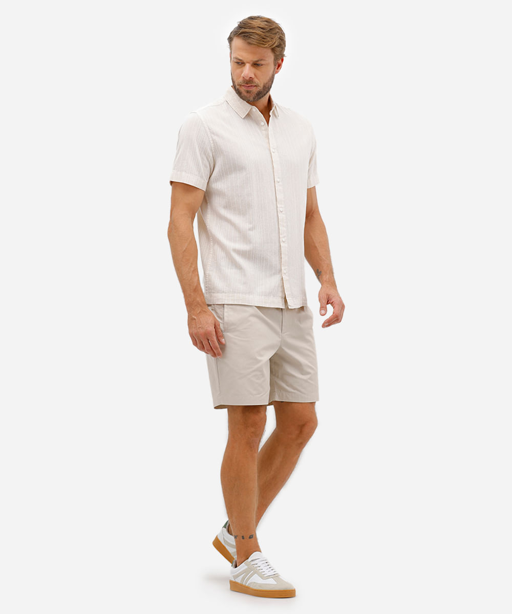 camisa masculina de algodão listrada off white