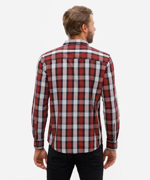 camisa comfort masculina manga longa xadrez vermelha