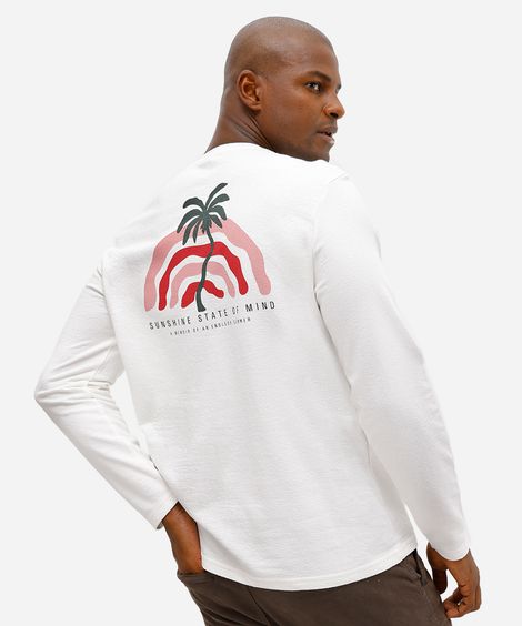 camiseta masculina de algodão texturizada estampada off white