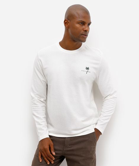 camiseta masculina de algodão texturizada estampada off white