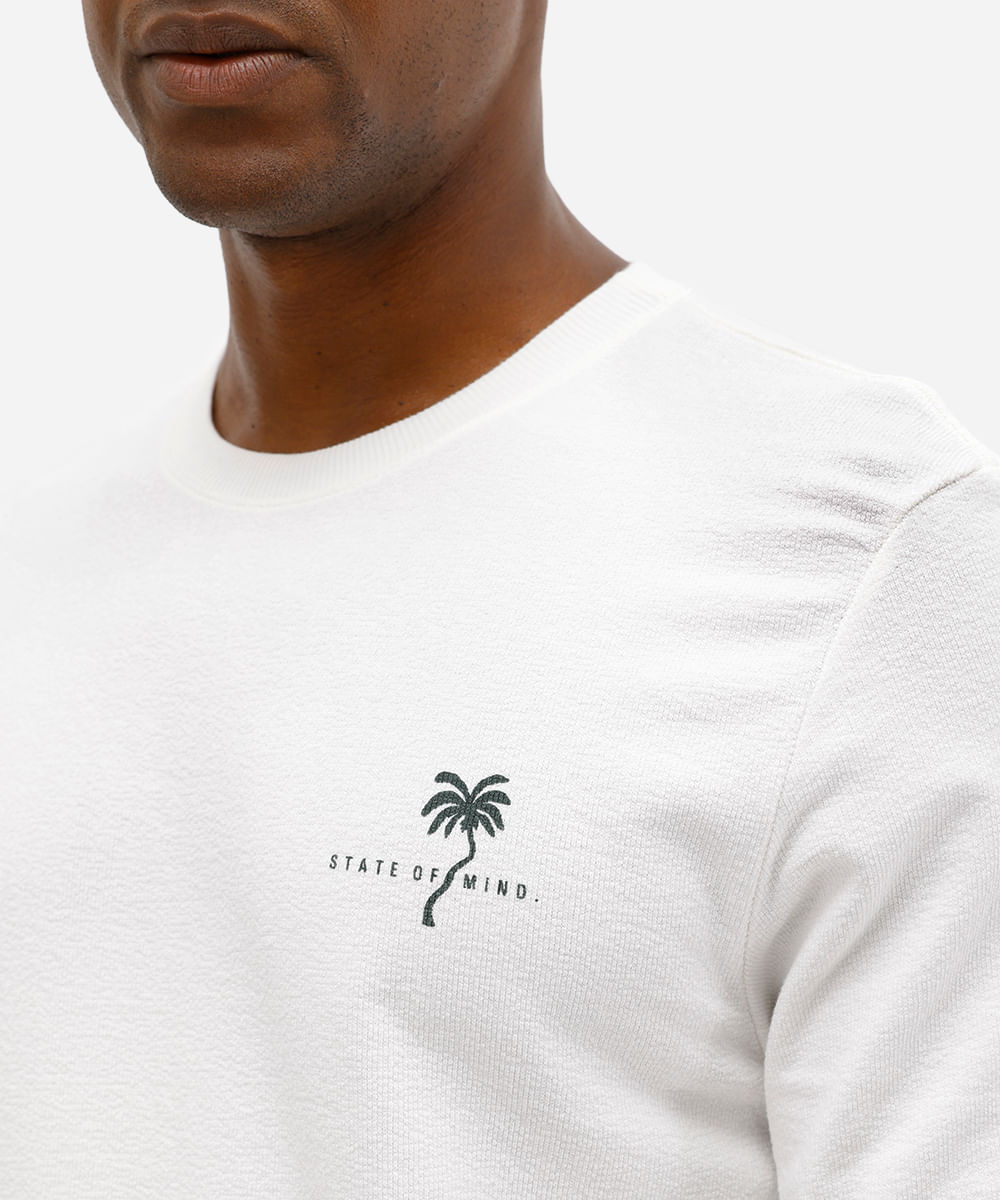 camiseta masculina de algodão texturizada estampada off white