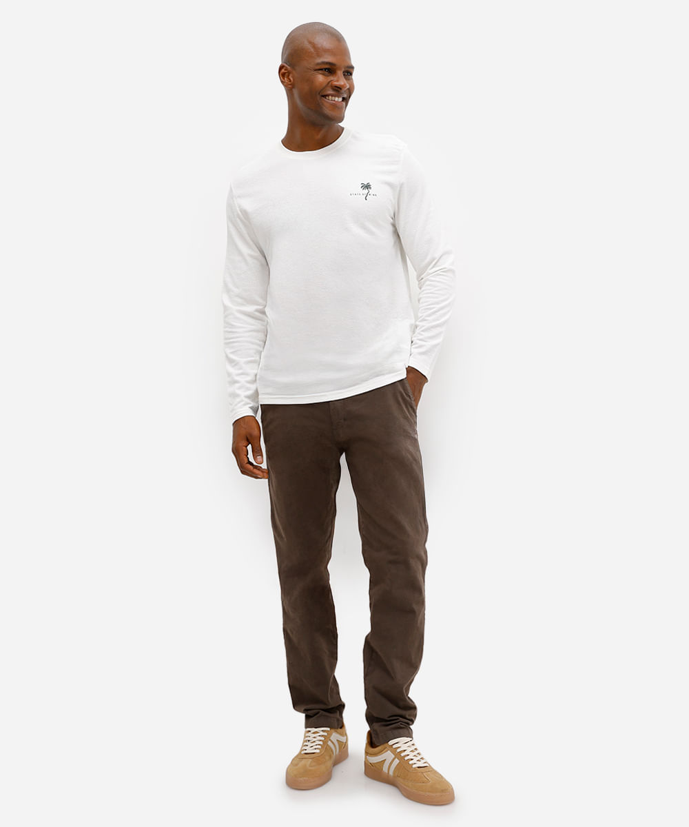 camiseta masculina de algodão texturizada estampada off white
