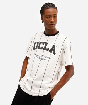 camiseta masculina de algodão listrada ucla off white