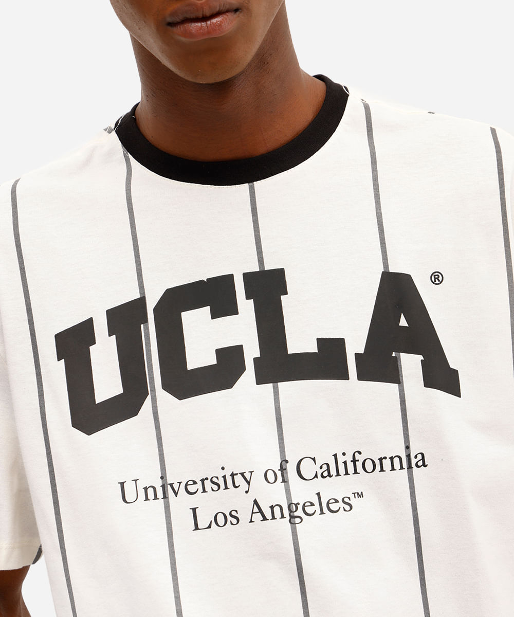 camiseta masculina de algodão listrada ucla off white