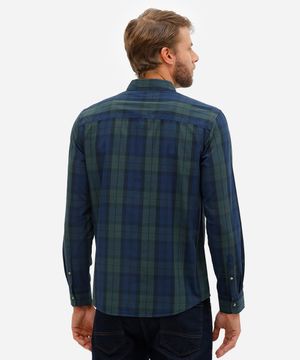 camisa comfort masculina manga longa xadrez verde