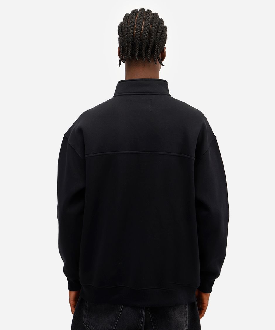 blusão masculino de moletom felpado com zíper preto