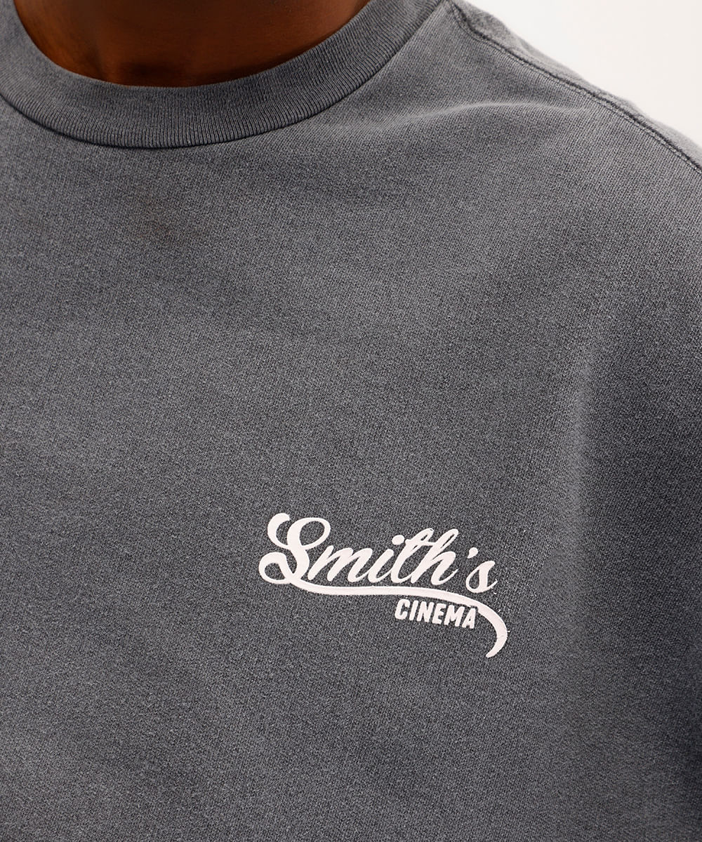 blusão masculino de moletom oversized estampado cinza