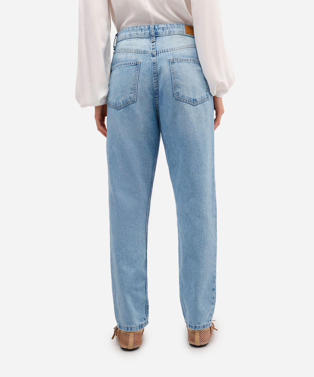 calça mom feminina jeans cintura alta azul