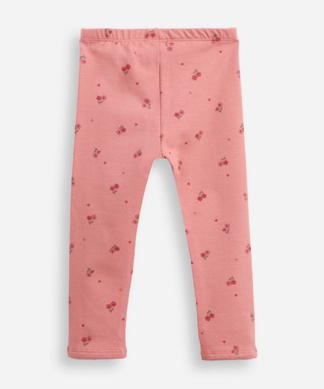 calça legging infantil floral rosa