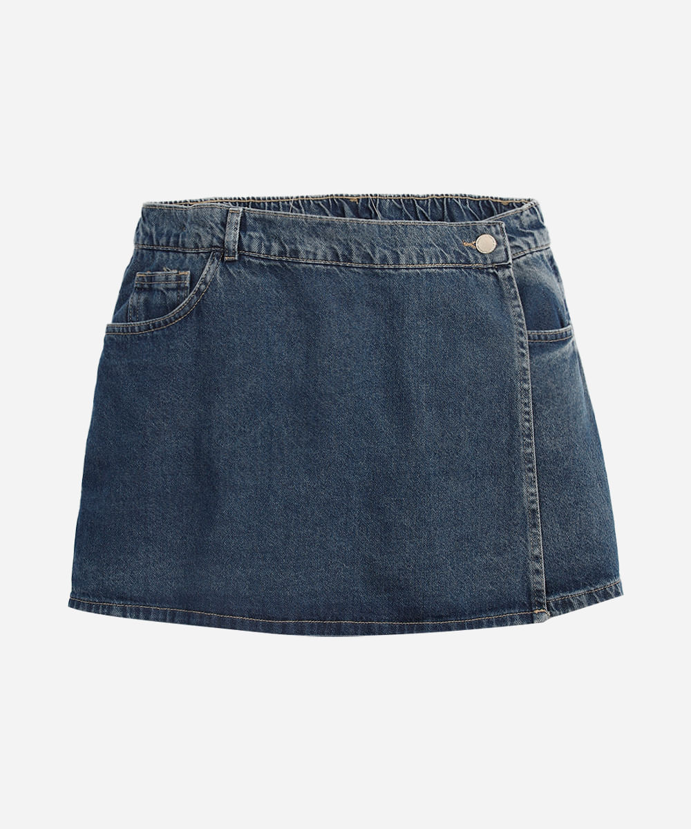 short saia infantil jeans  - jeans medio