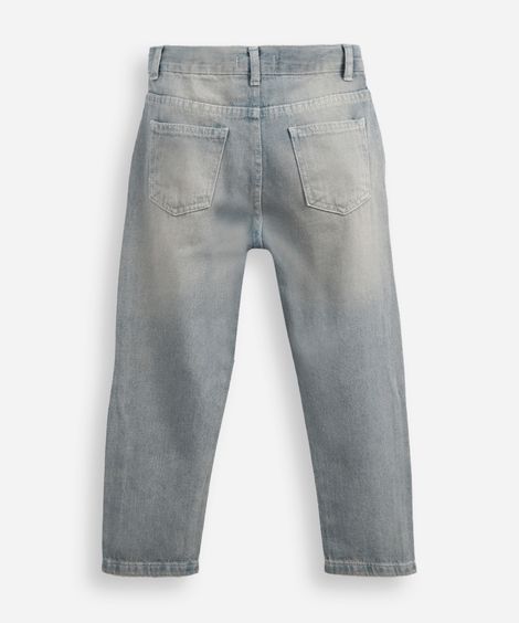 calça infantil mom jeans tachas azul