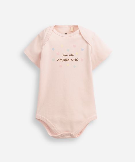 body baby manga curta frase rosa