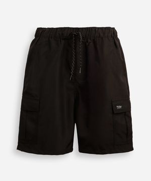 bermuda juvenil em tecido tecnológico preto
