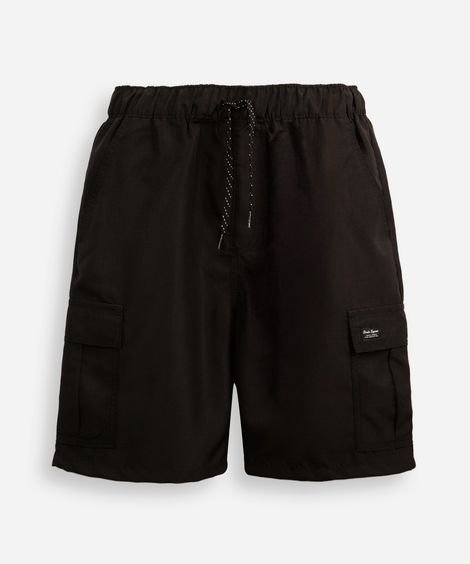bermuda juvenil em tecido tecnológico preto