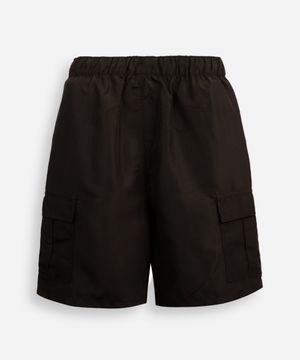 bermuda juvenil em tecido tecnológico preto