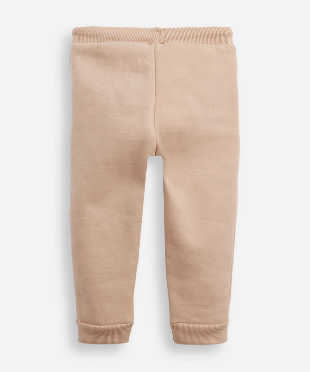 calça de moletom infantil texturizada bege