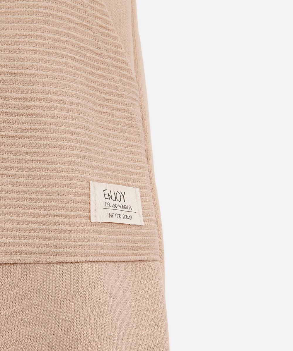 calça de moletom infantil texturizada bege