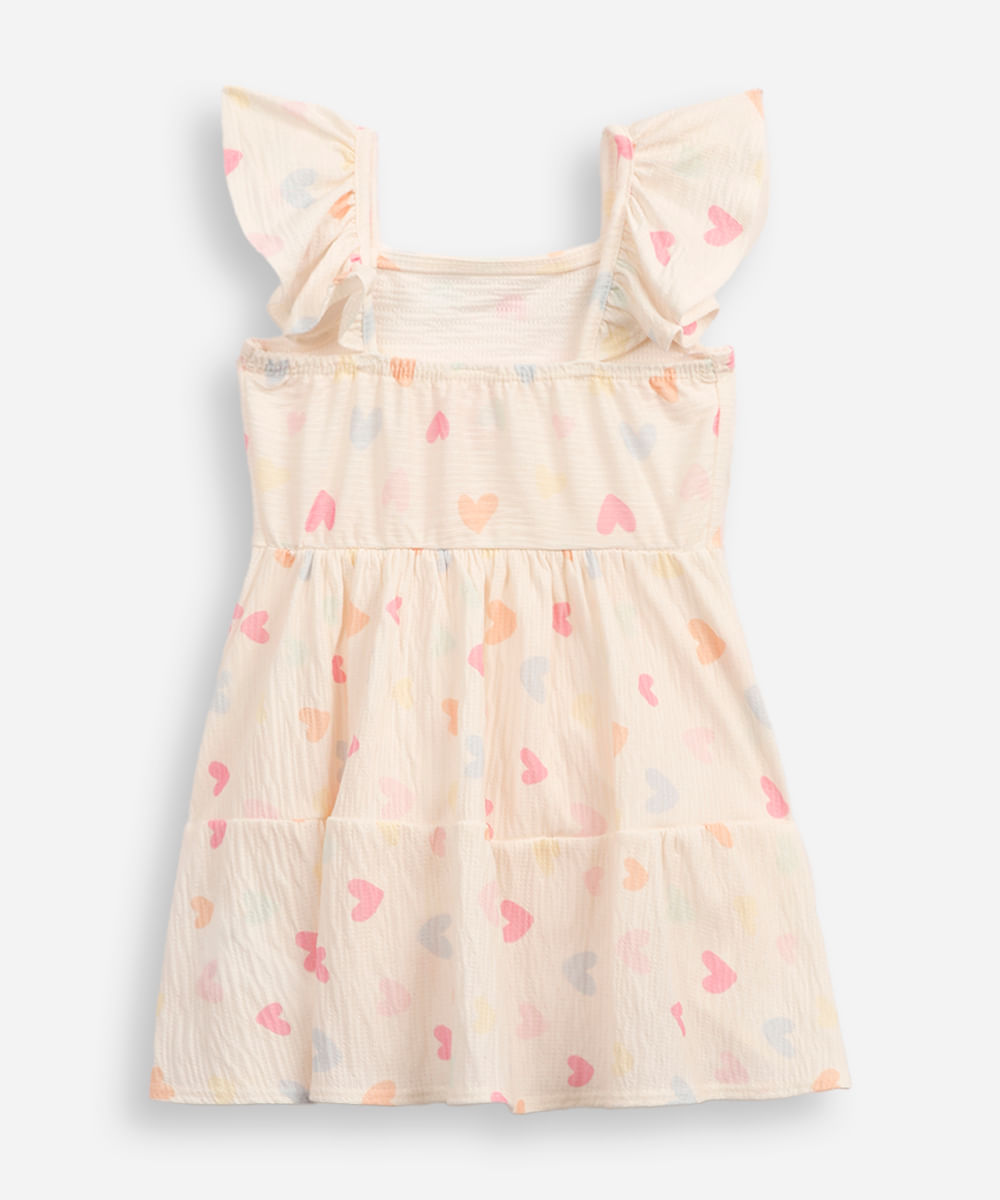 vestido infantil corações  bege