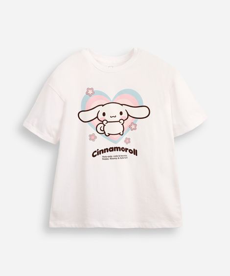 camiseta infantil oversized cinnamoroll off white