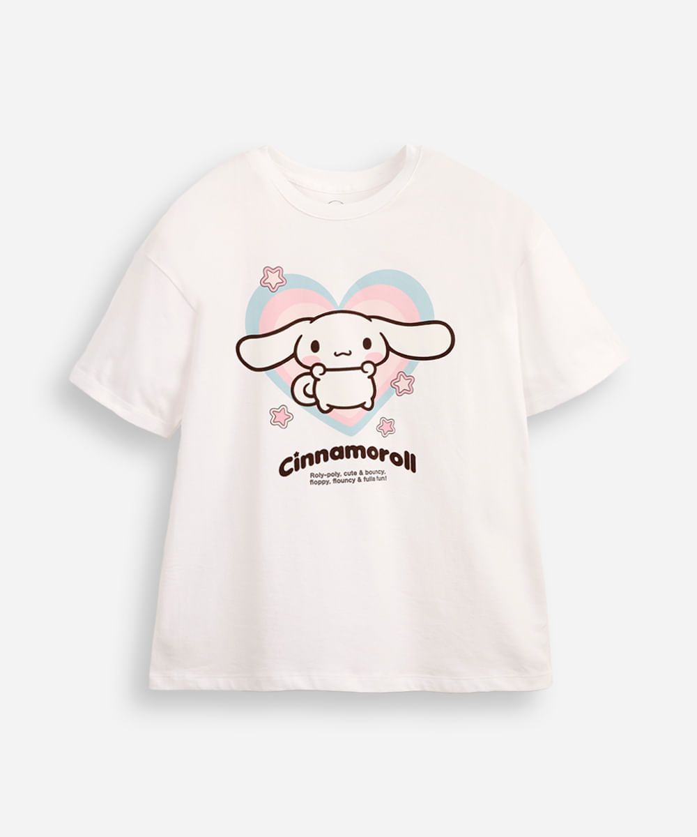 camiseta infantil oversized cinnamoroll off white