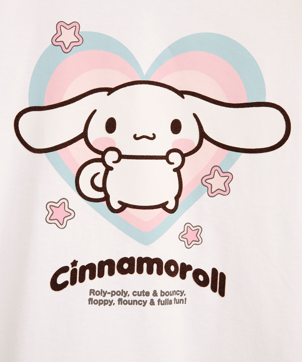 camiseta infantil oversized cinnamoroll off white