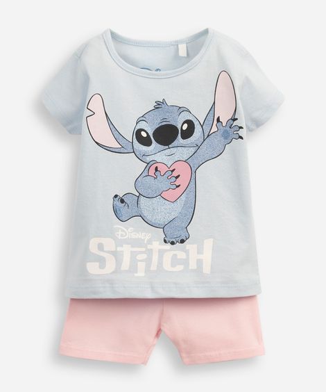 conjunto infantil curto stitch colorido