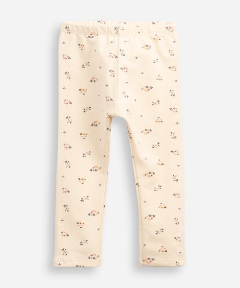 calça legging infantil floral bege