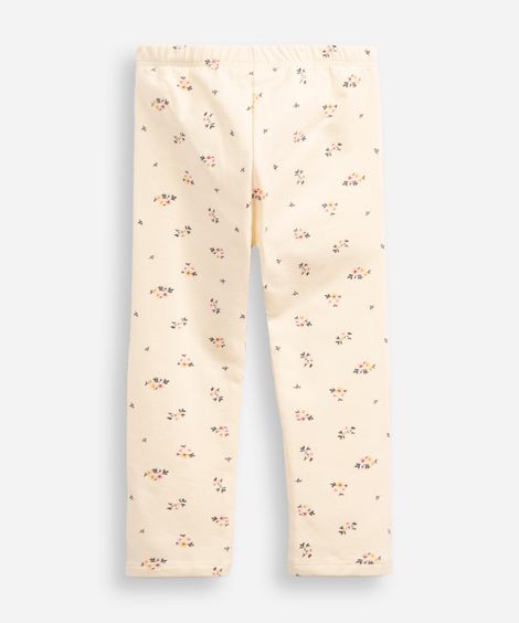calça legging infantil floral bege