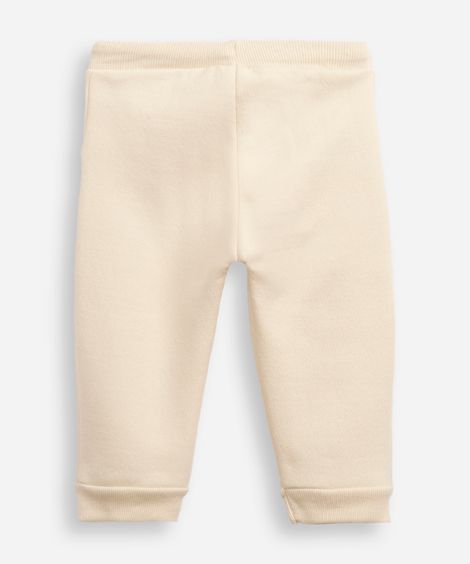 calça de moletom infantil texturizada bege