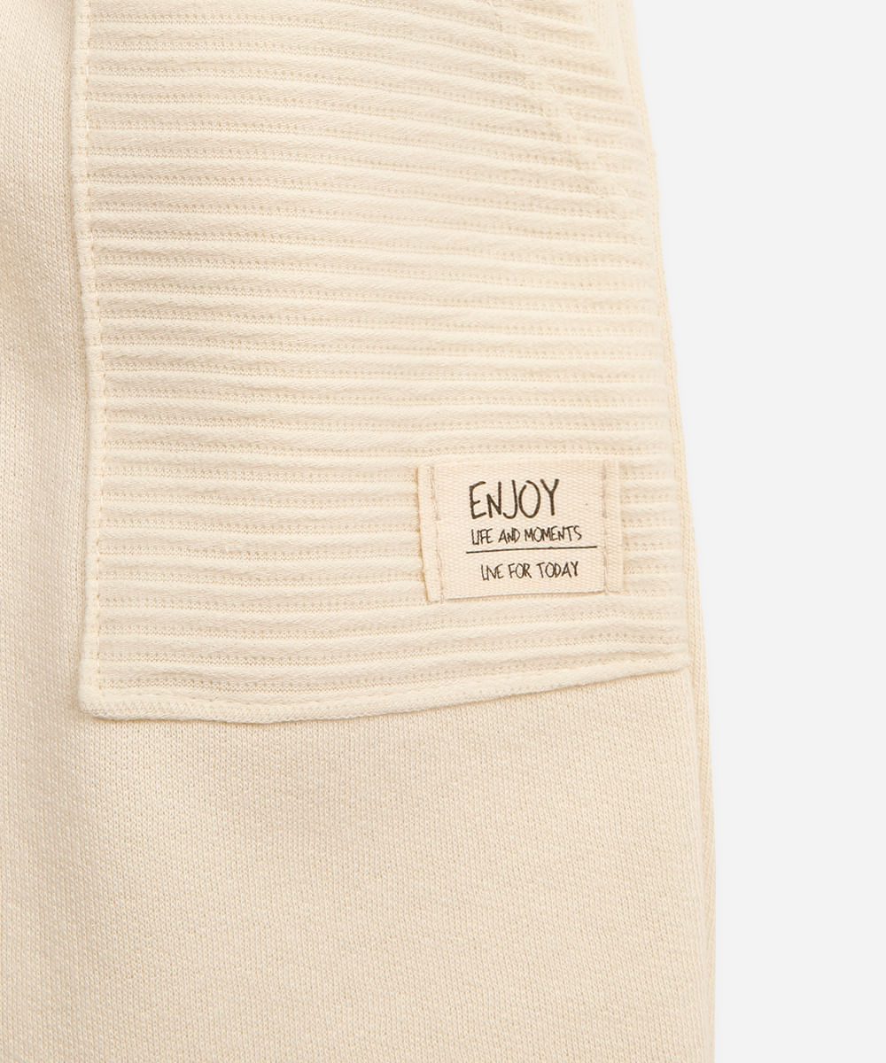 calça de moletom infantil texturizada bege