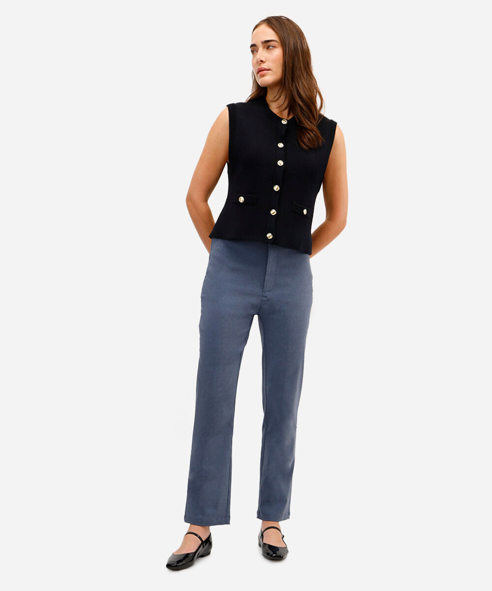 calça skinny feminina cós elástico azul