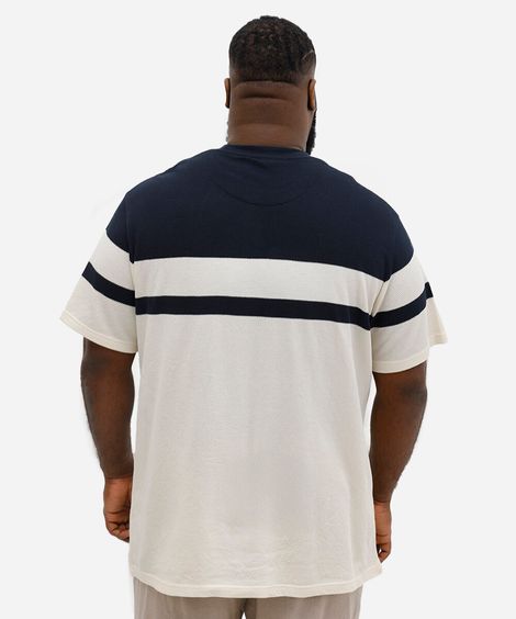 camiseta comfort de algodão texturizada plus size azul