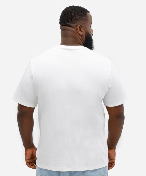 camiseta de algodão peruano bold plus size branca