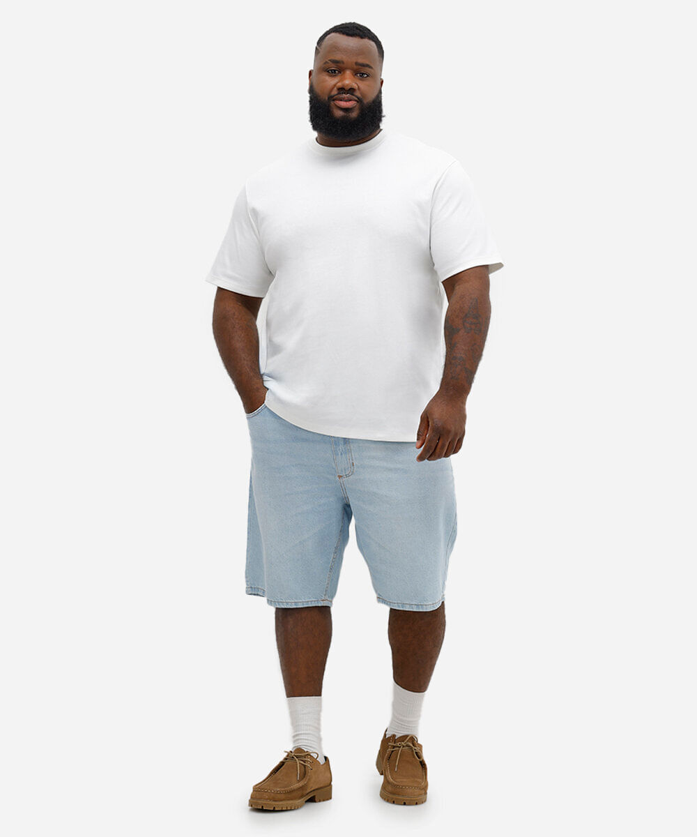 camiseta de algodão peruano bold plus size branca