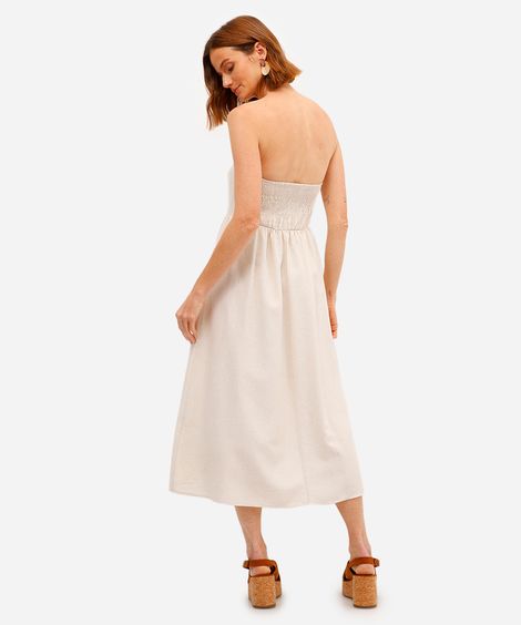 vestido sem alça feminino com linho bege