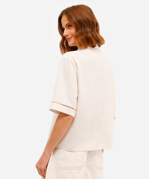 camisa feminina com linho oversized  bege