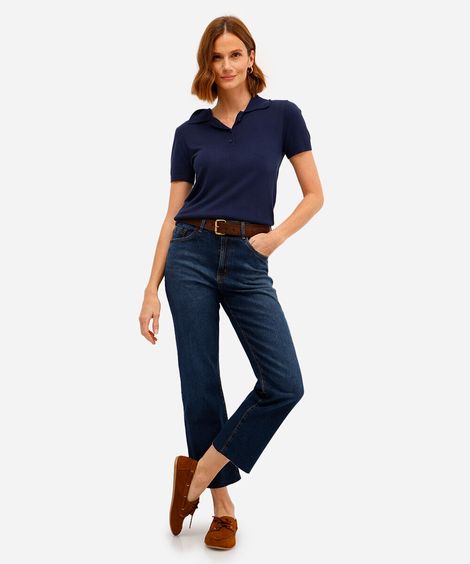 calça cropped feminina jeans cintura alta azul