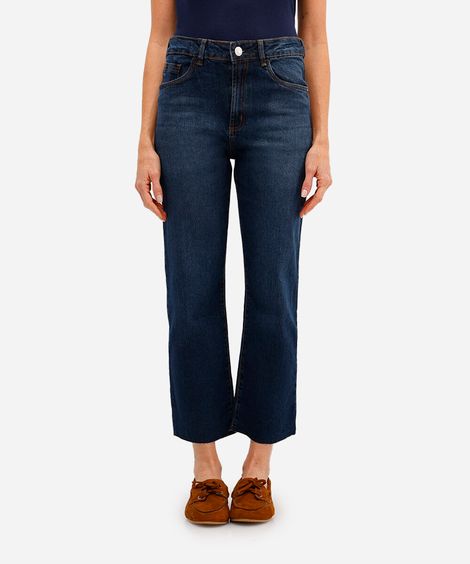 calça cropped feminina jeans cintura alta azul