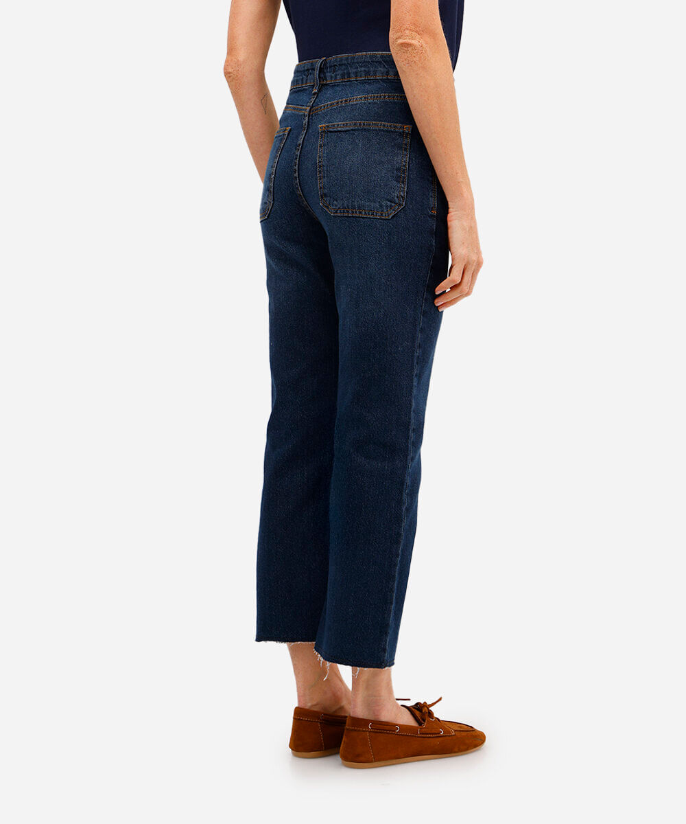calça cropped feminina jeans cintura alta azul