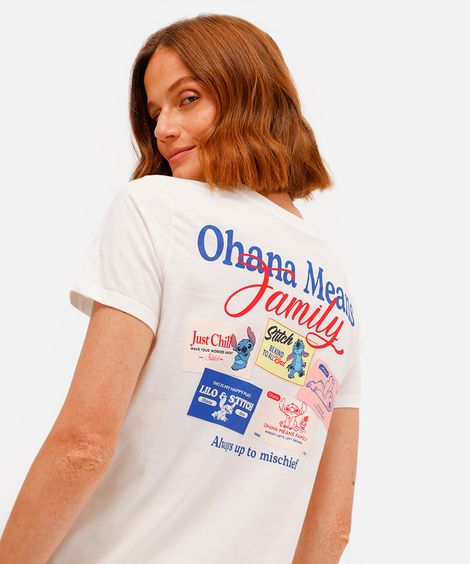 camiseta feminina manga curta stitch off white
