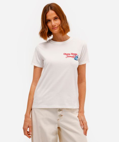camiseta feminina manga curta stitch off white