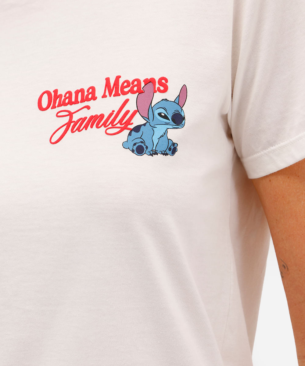 camiseta feminina manga curta stitch off white