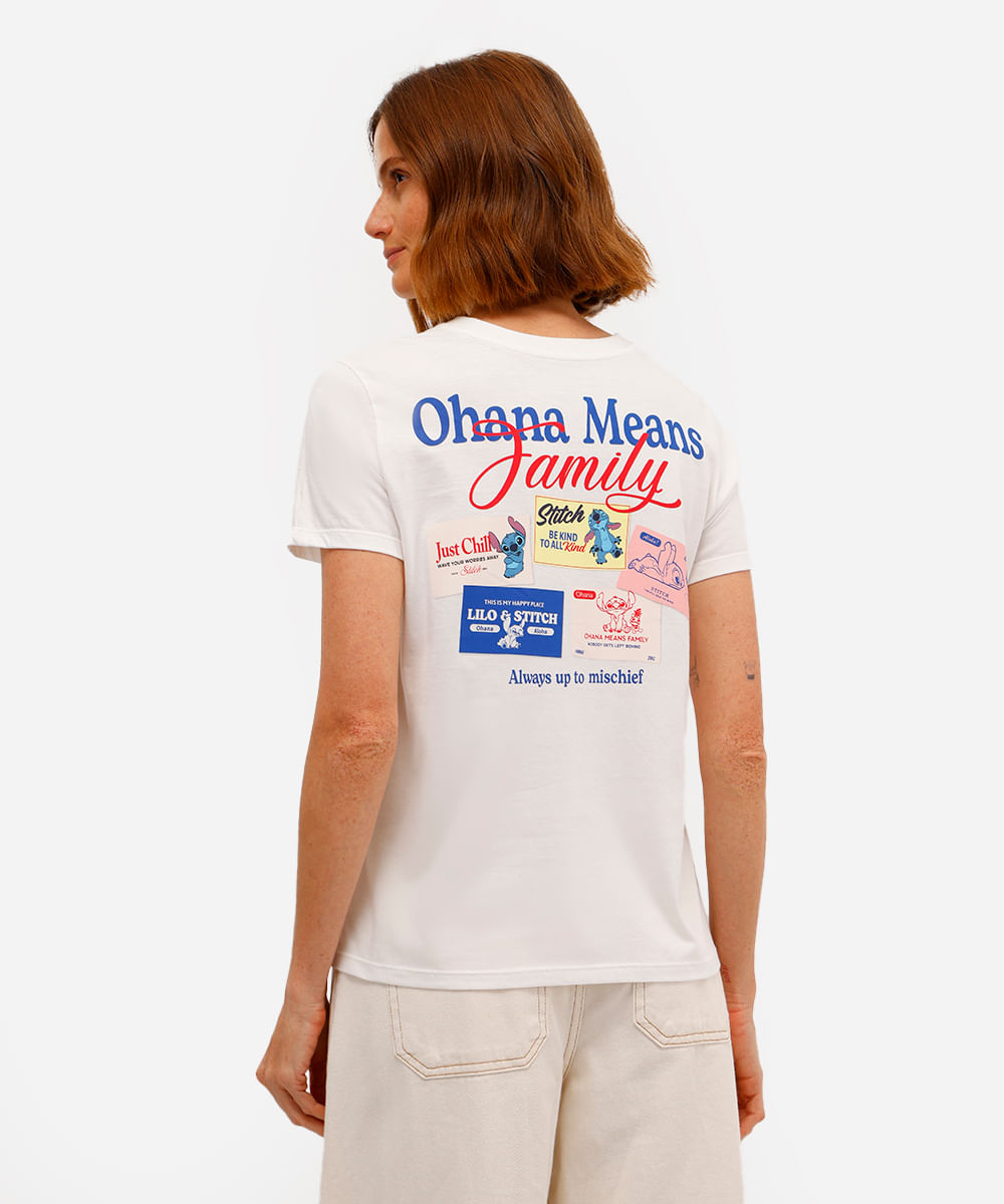 camiseta feminina manga curta stitch off white