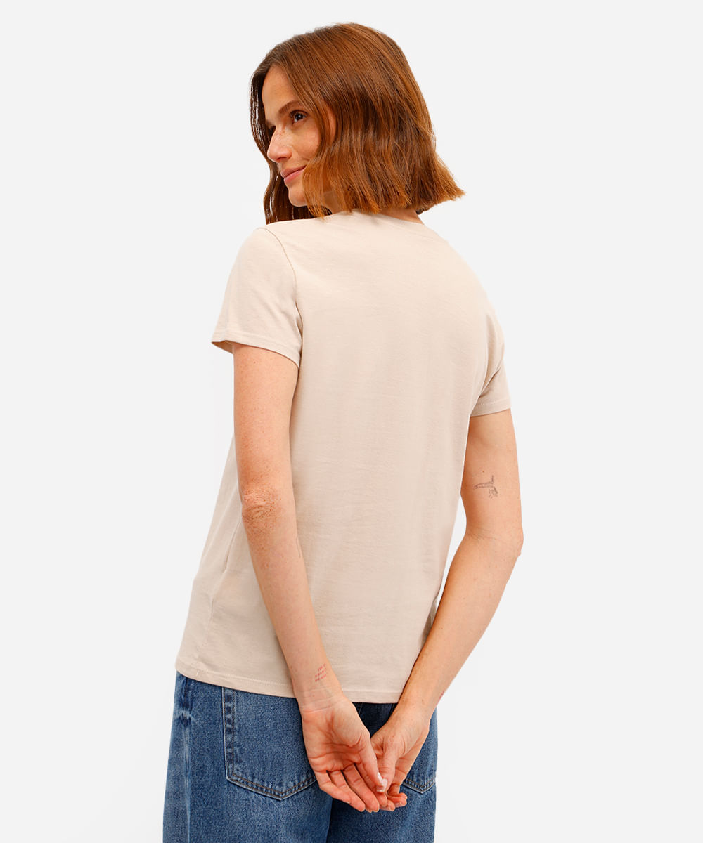 camiseta feminina de algodão forever and always bege