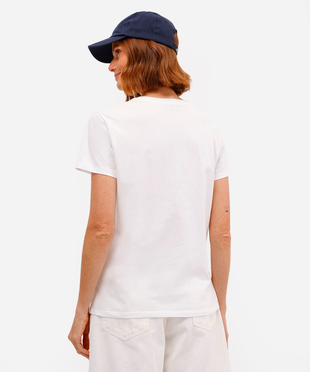 camiseta feminina de algodão café da manhã off white