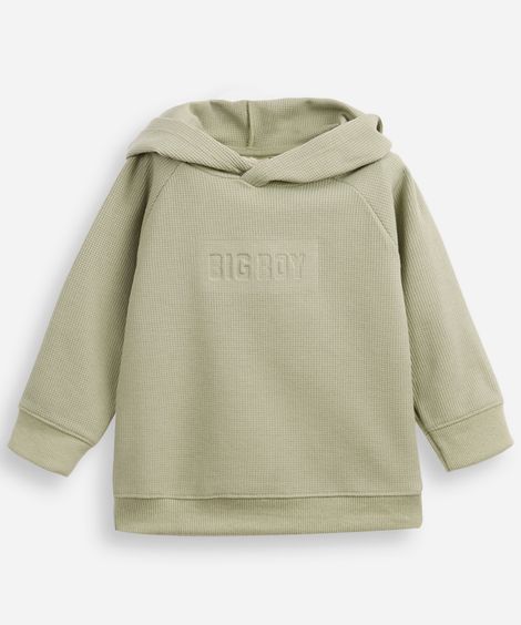blusa de moletom infantil texturizado big boy verde